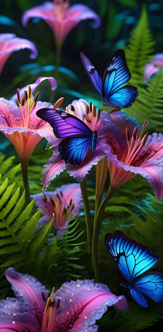 butterfly's & lillies