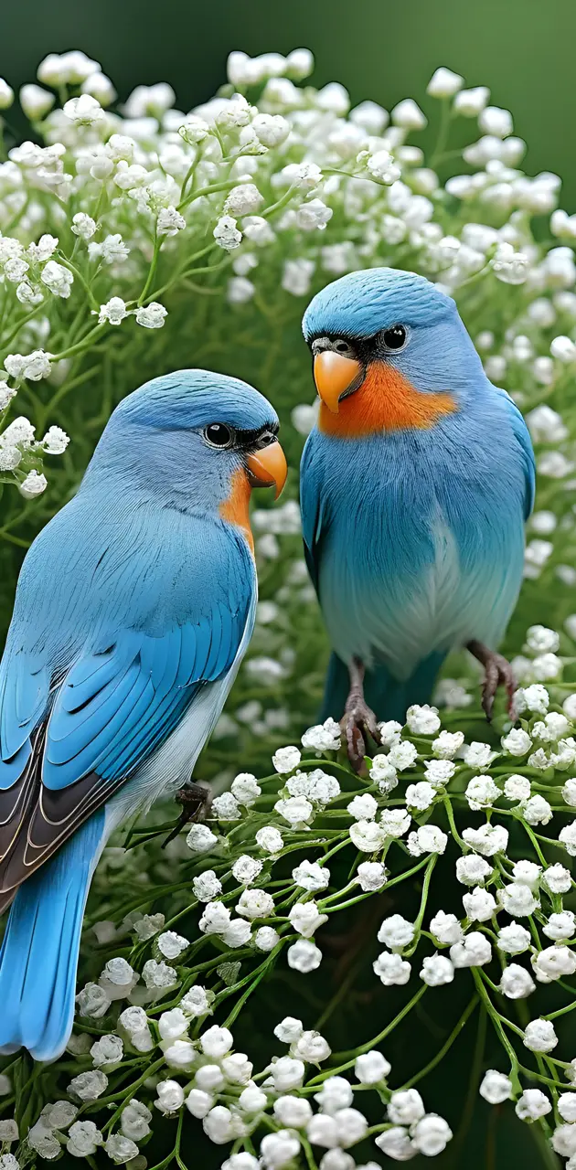 two birds sitting on a flower
