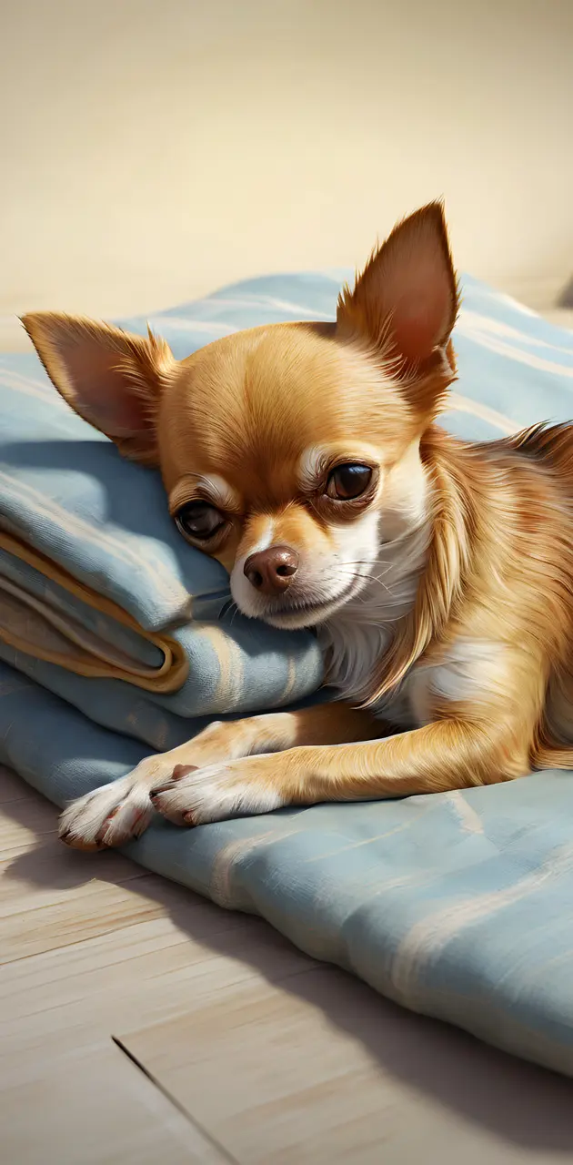 Chihuahua a poil long qui dort