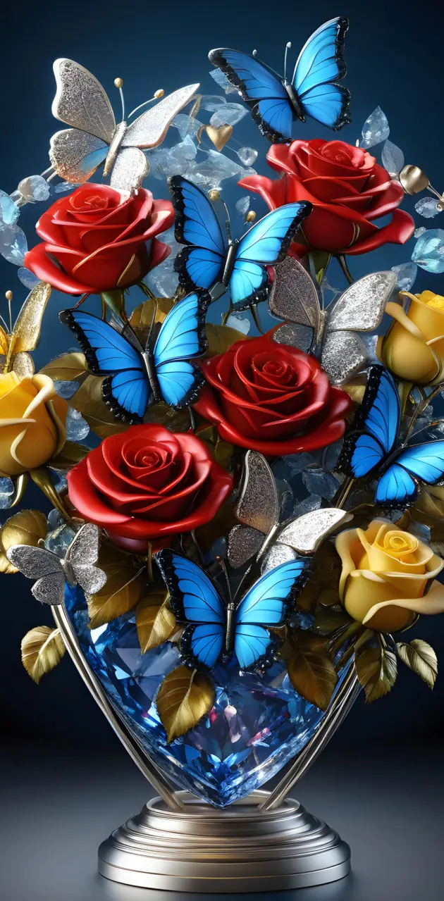 Roses & butterfly wallpaper 