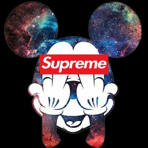 Download Red Supreme Mickey Mouse Artwork Wallpaper