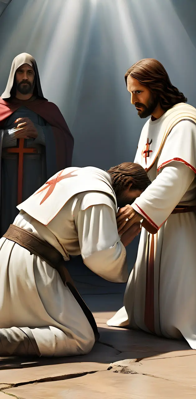 Templar kneeling to Jesus