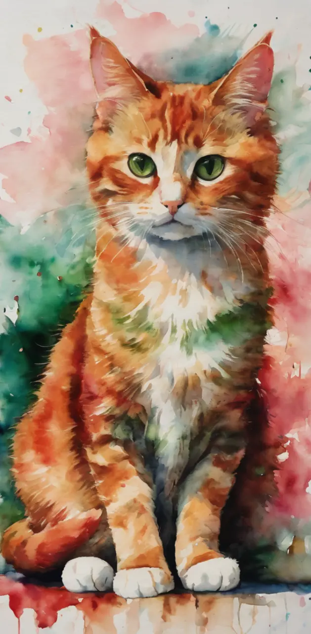 Redish Green Cute Cat