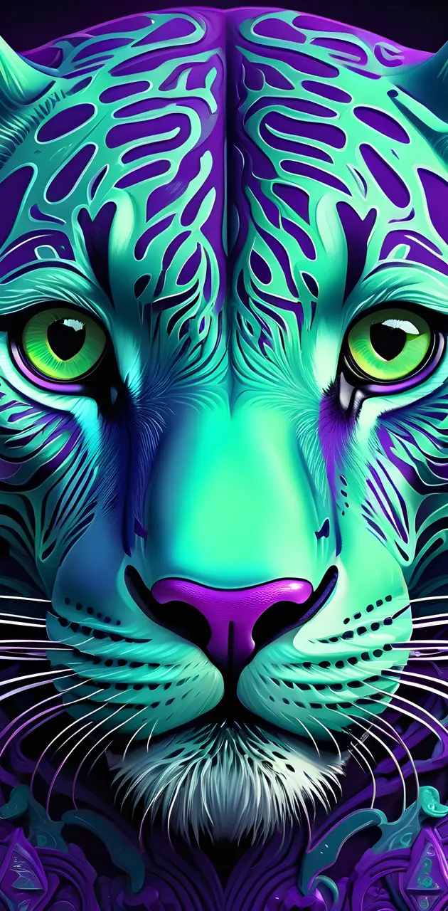 purple and mint green tiger