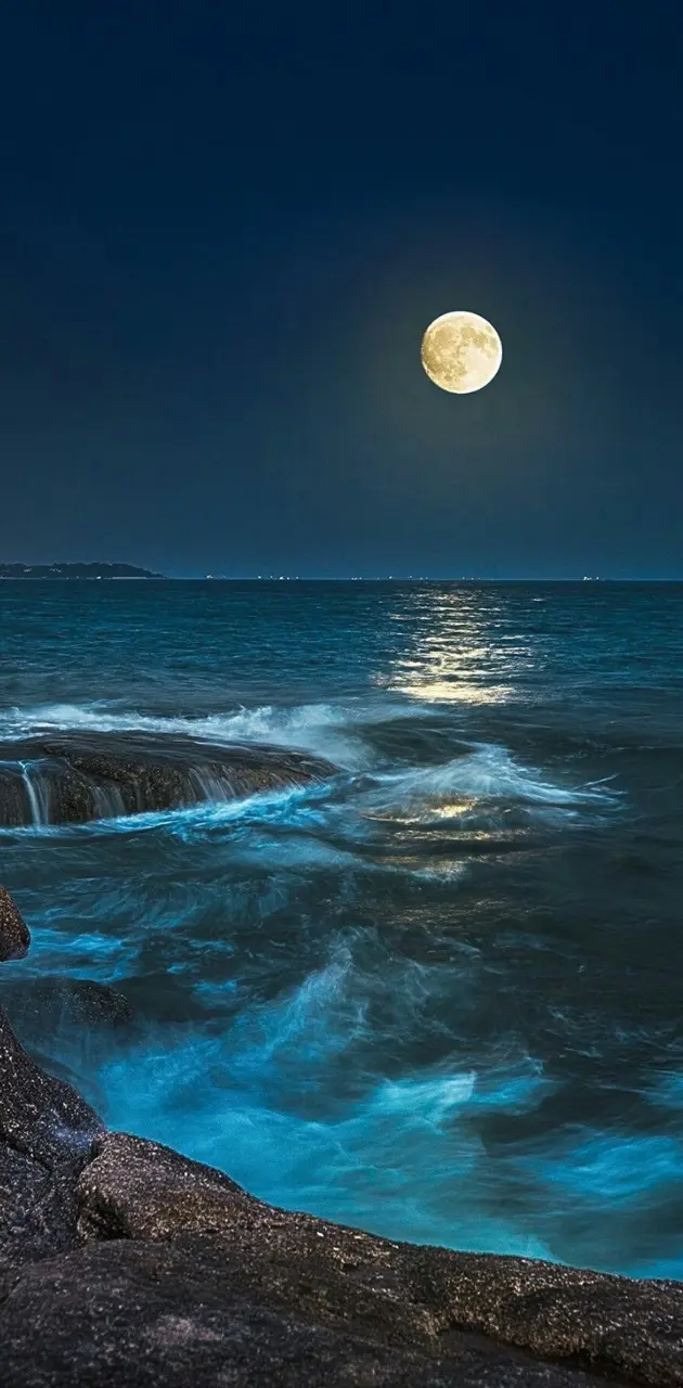 Moon over ocean