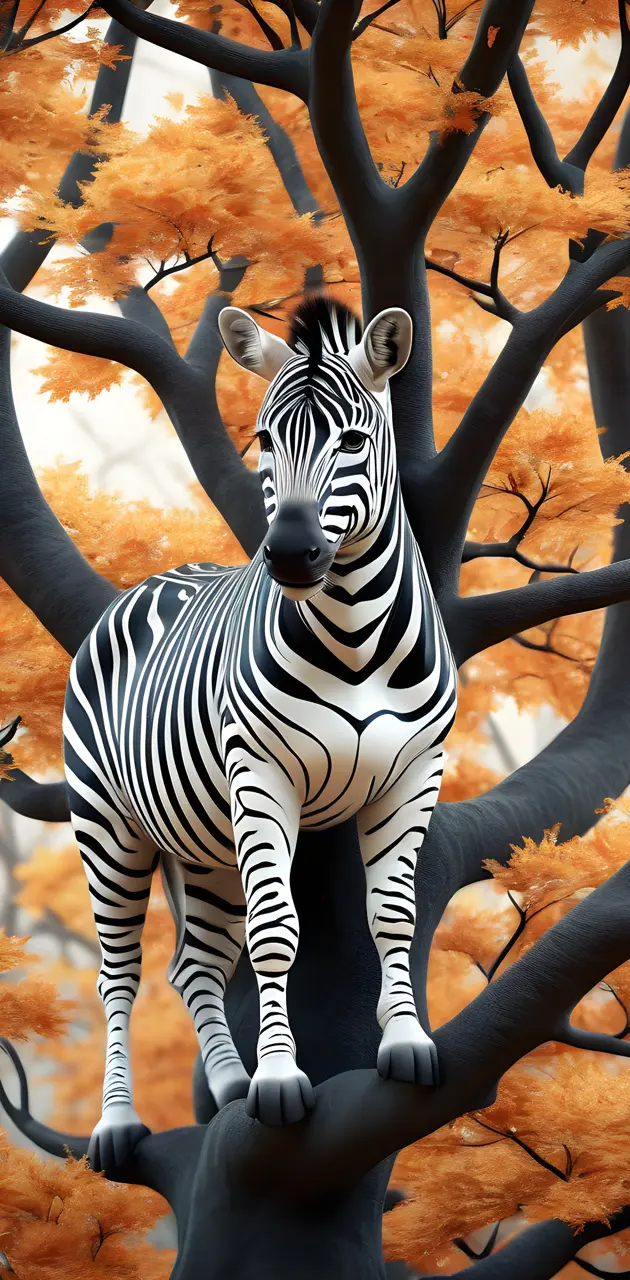 a zebra standing in a tree