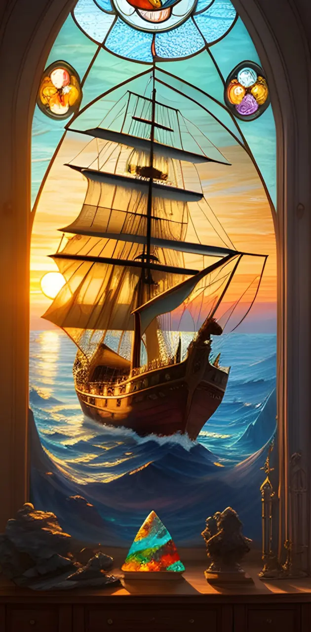 tall ship Stained glas