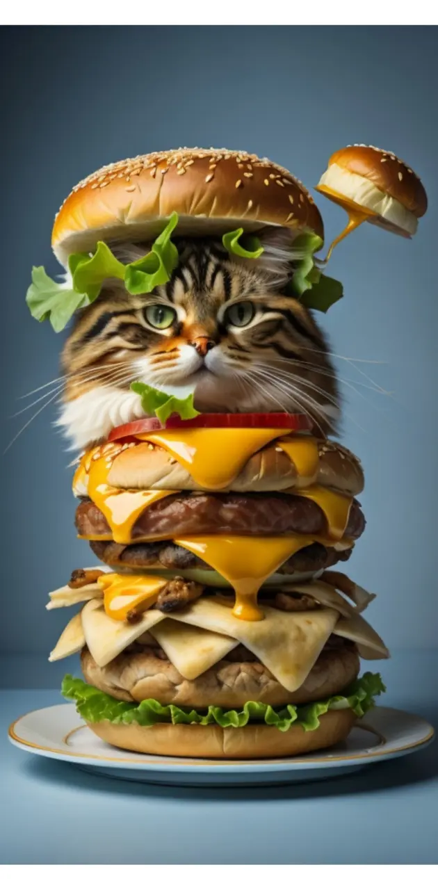 Cat in a burger 