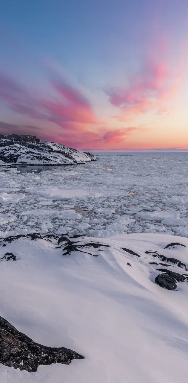Icy sunset view