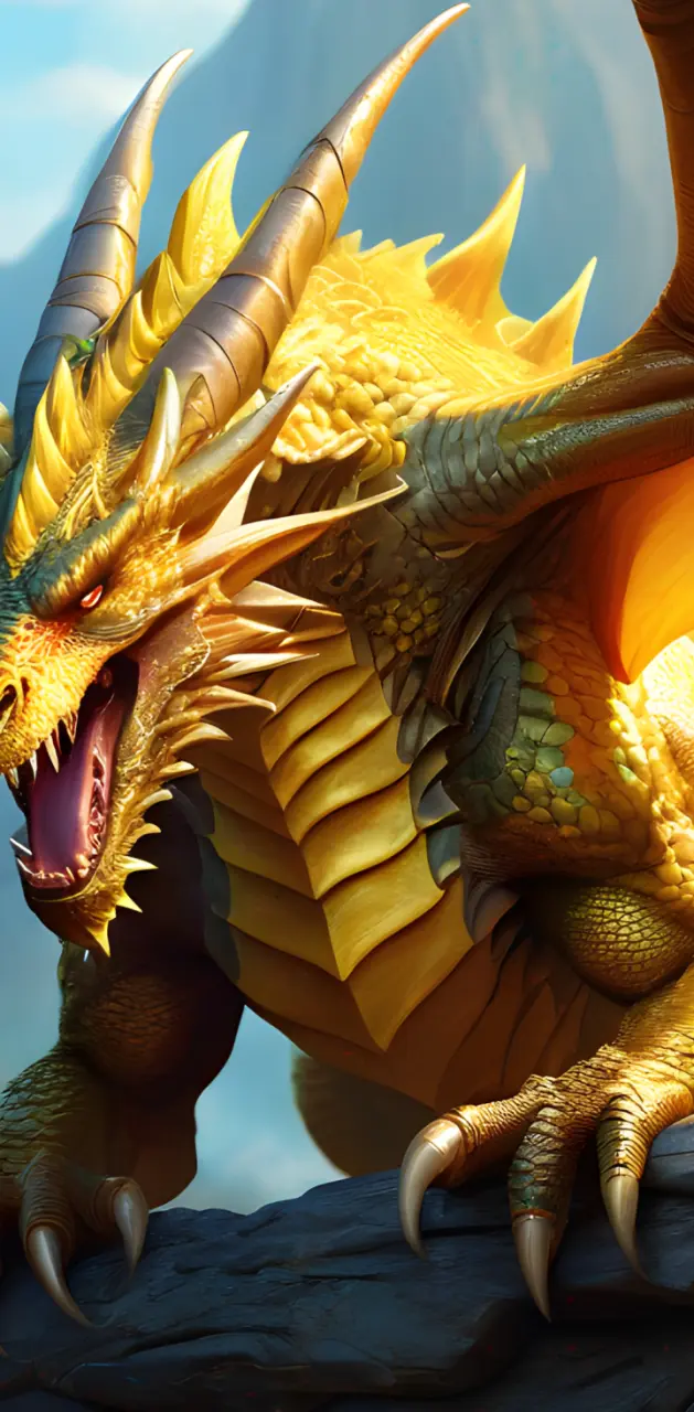 A big monster dragon golden Bright color.
