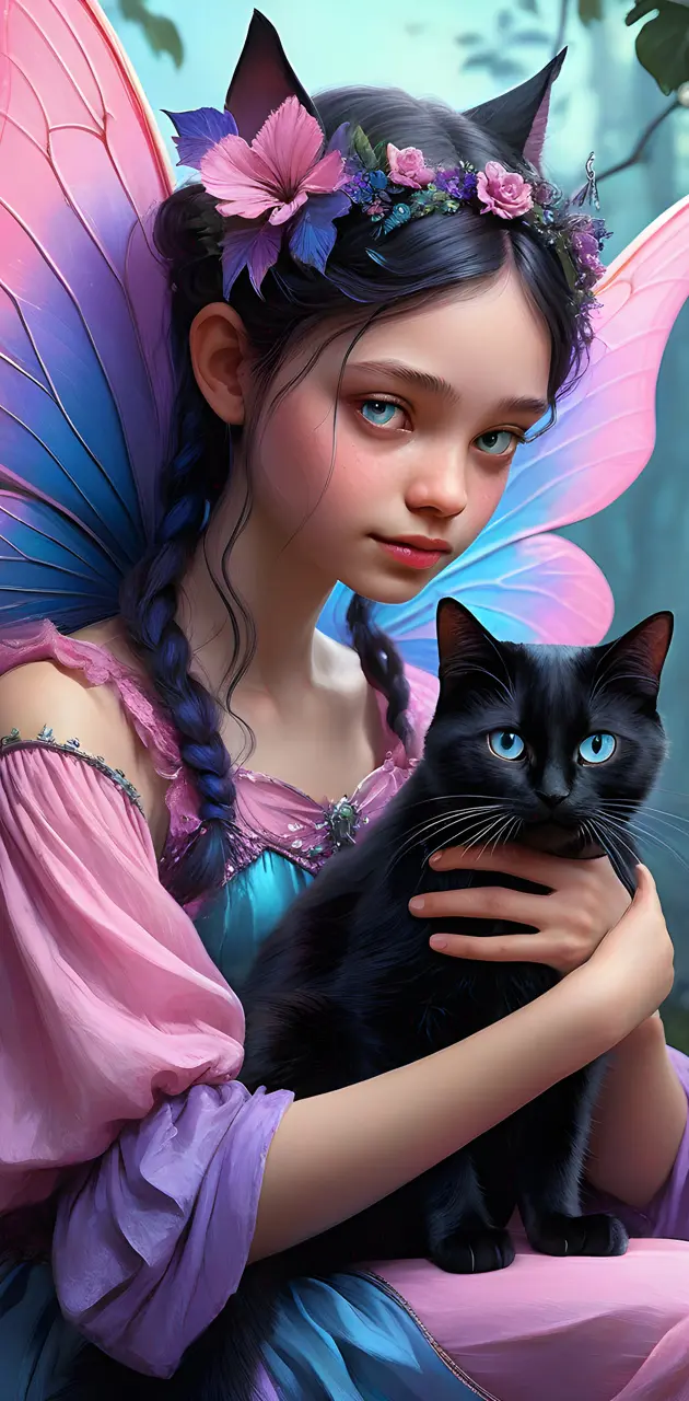 fairy with cat