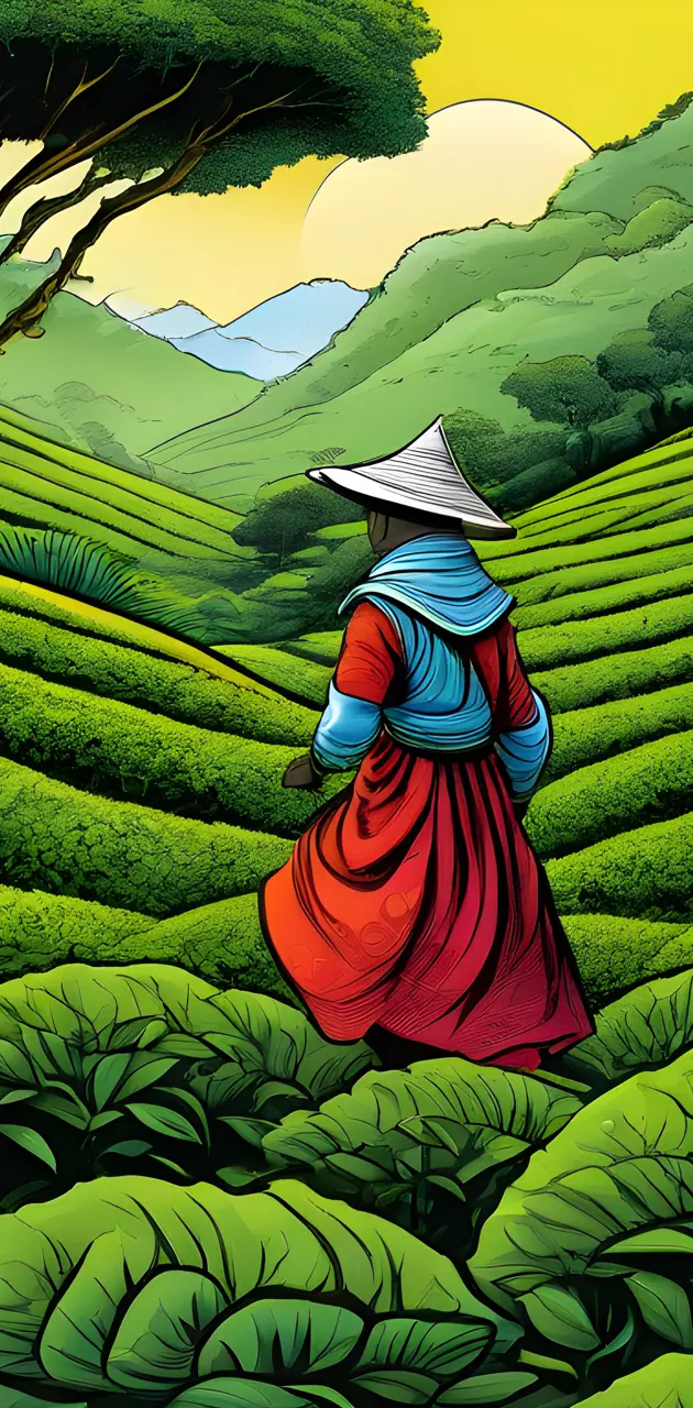 Warrior on tea plantation