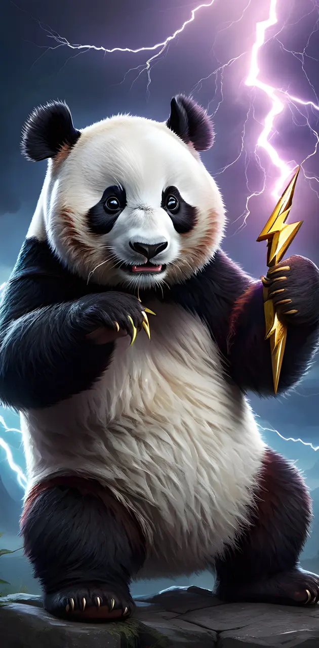 panda with lightning
