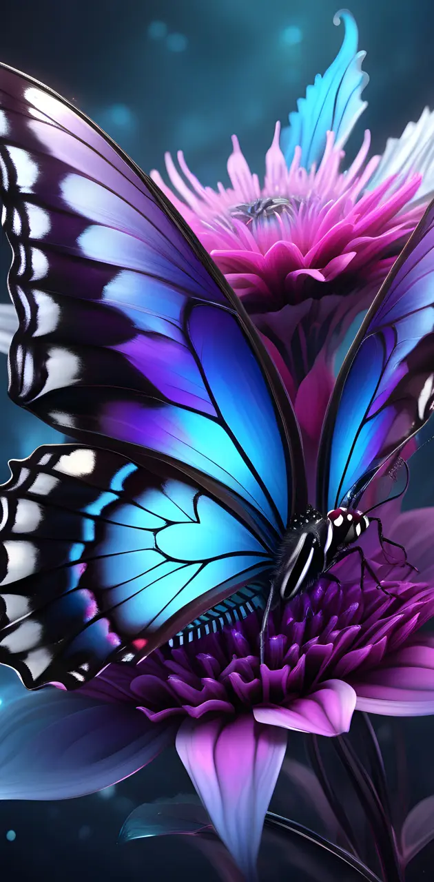 blue & purple iridescent butterfly's