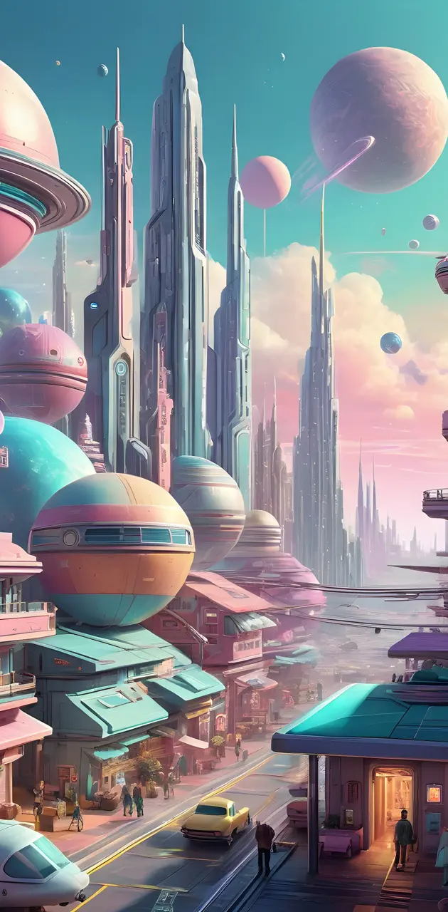 Retro Pastel Space City