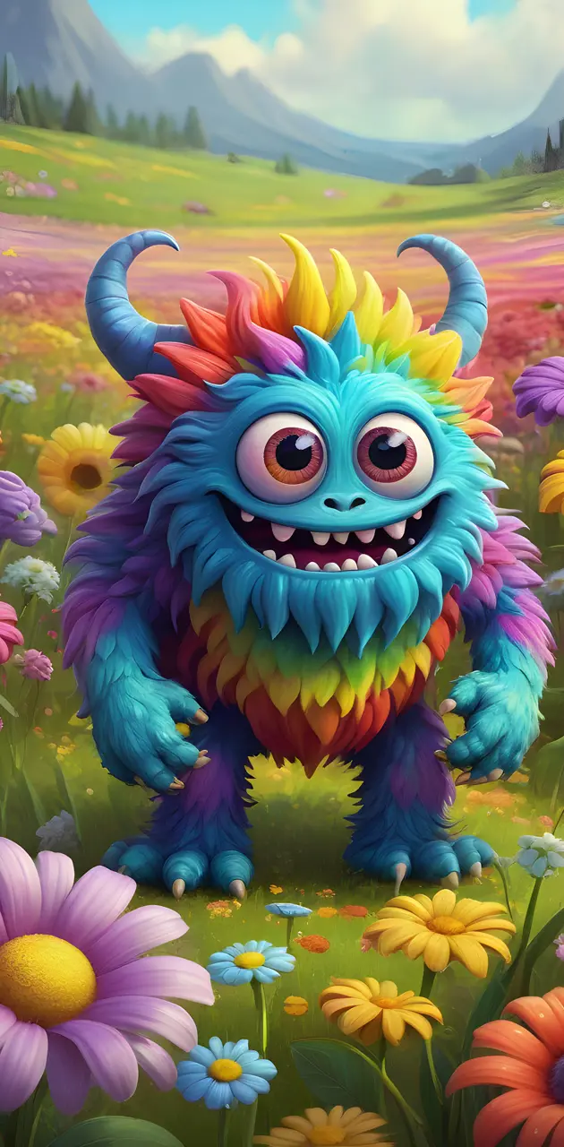 cute rainbow monster