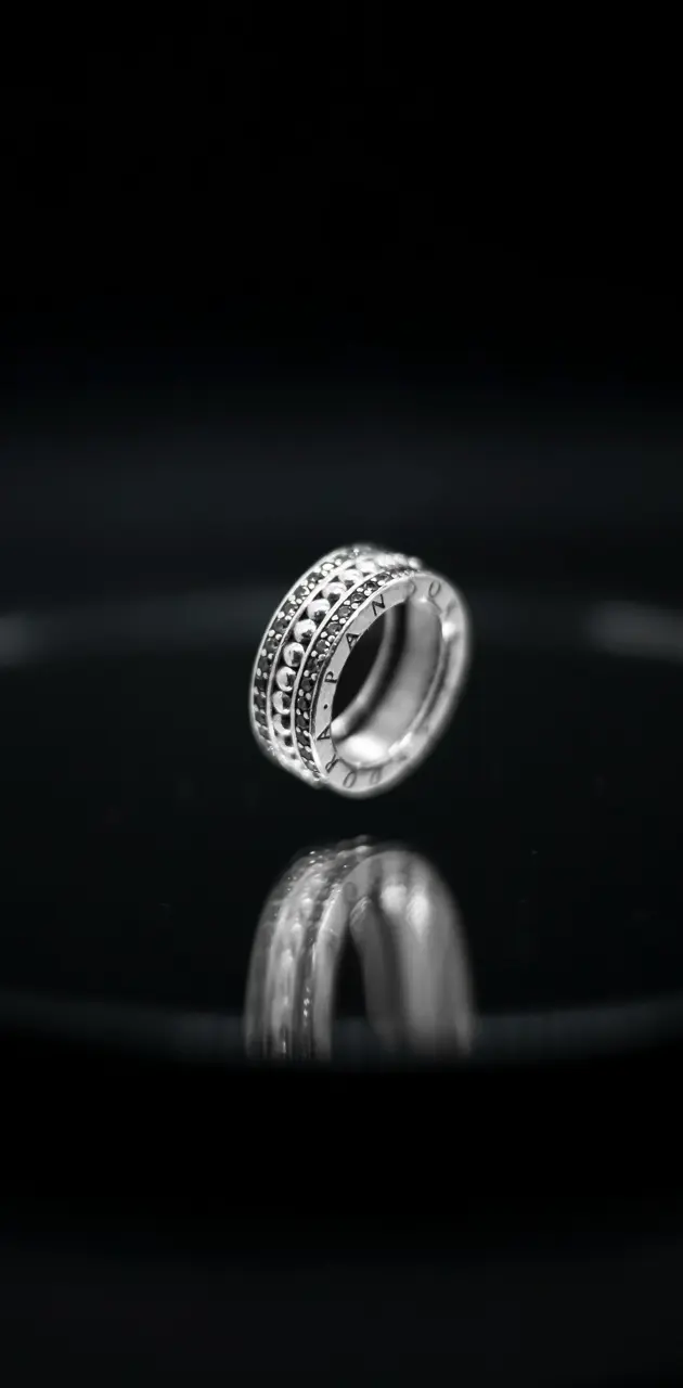 Close-up View of Ring with Diamonds