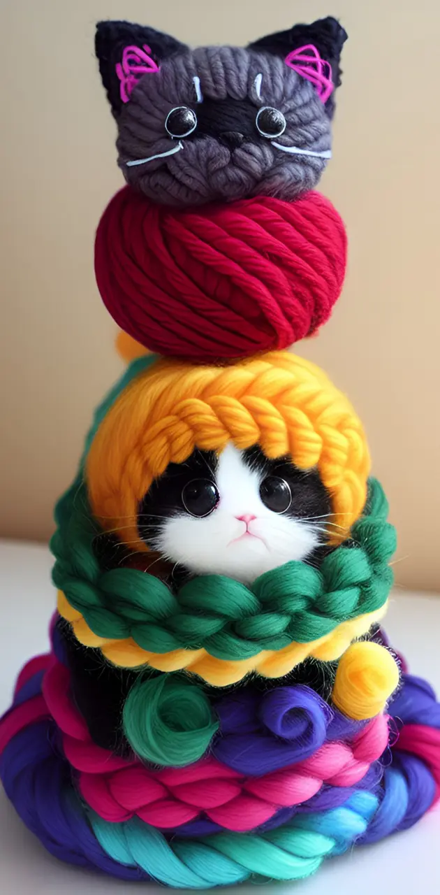 cute kitten with yarn