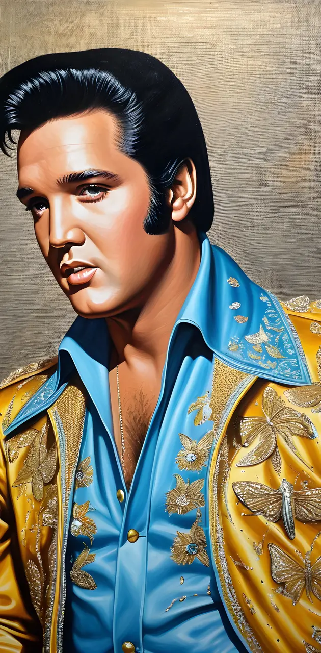 Elvis Presley in a blue shirt