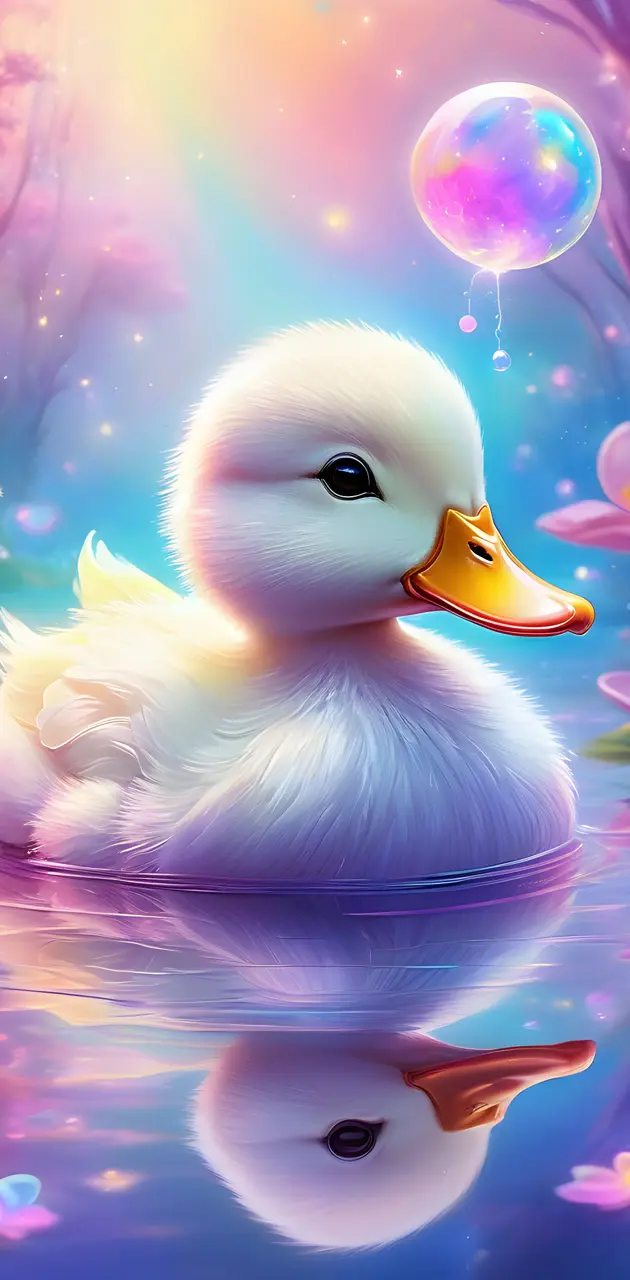 Lisa Frank style baby duck