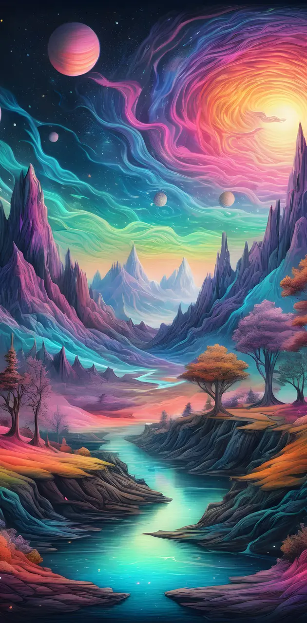 Colored Pencil Fantasy Landscape Drawing 1