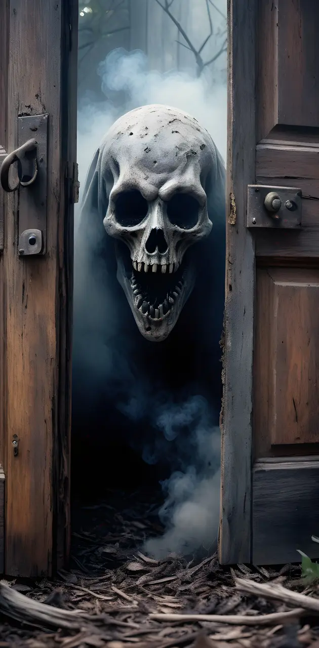 a skull painted on a door