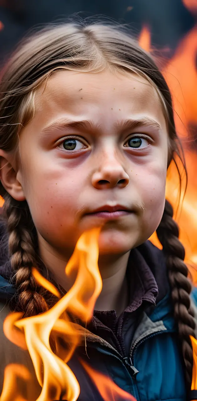 Greta Thunberg in a Forest Fire