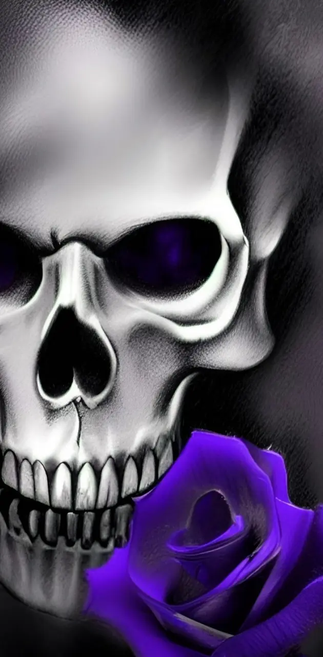 Skull-N-Purple-Rose