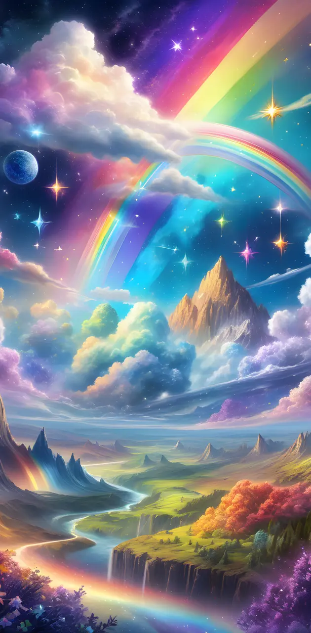 Colorful rainbow fantasy world