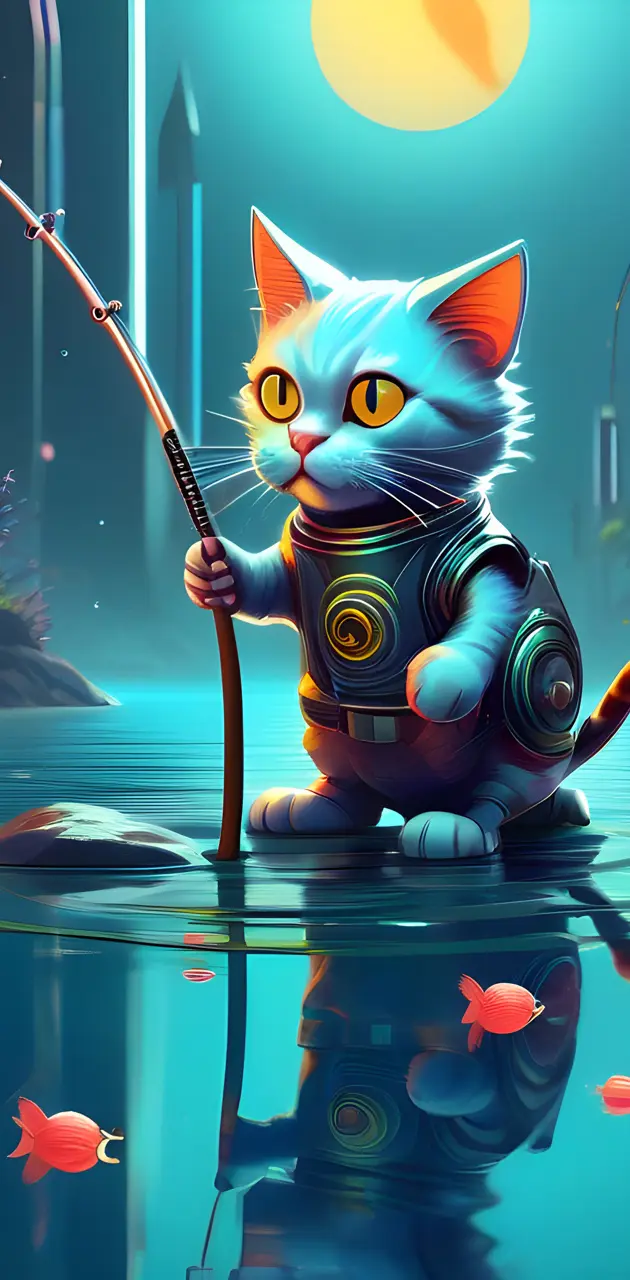 a cat holding a stick
