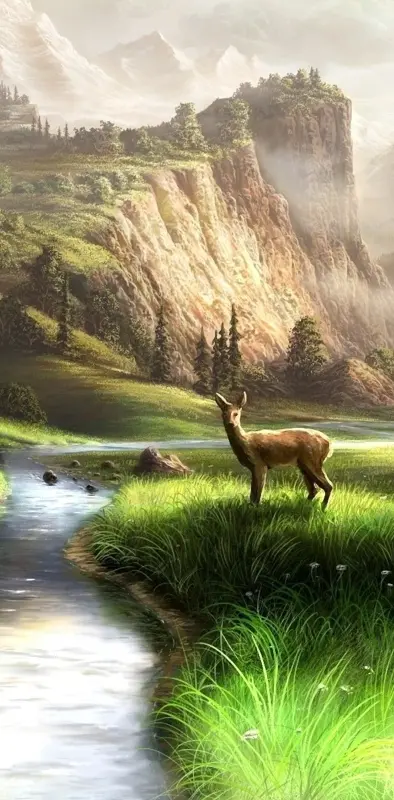 deer at stream