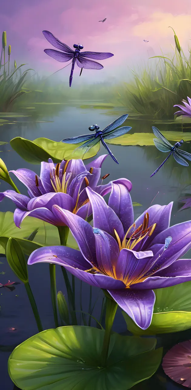 purple dragonflies