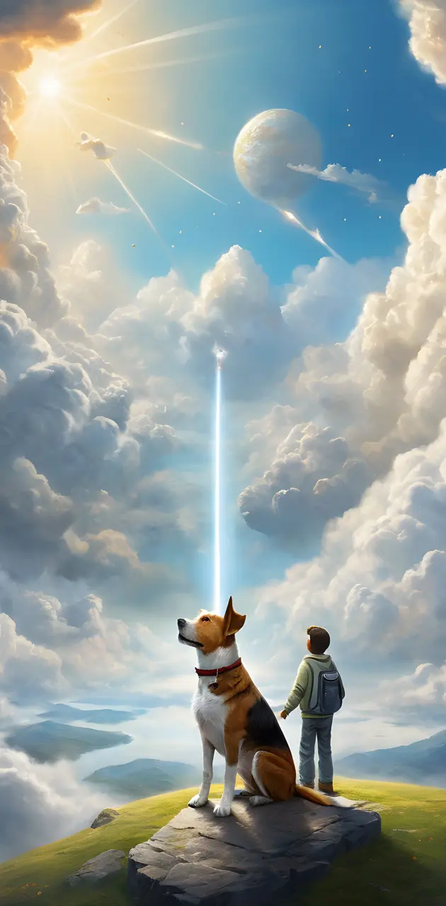 Dog Looking up in Heaven