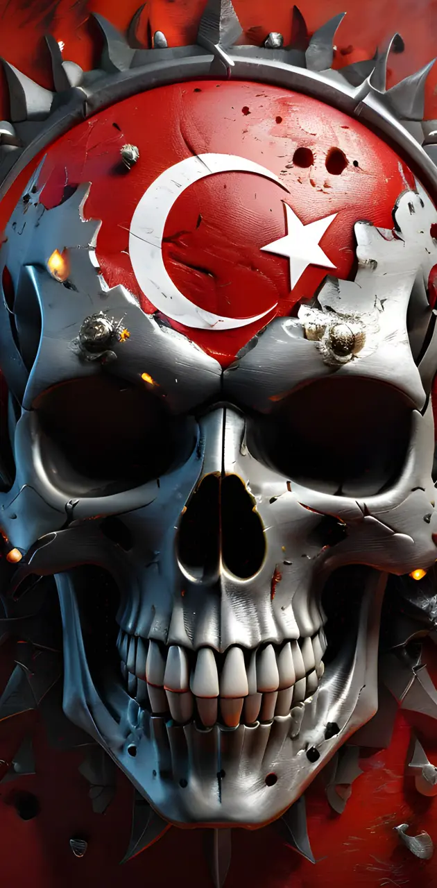 Turkish Flag Skull Türk Bayrağı Kurukafa