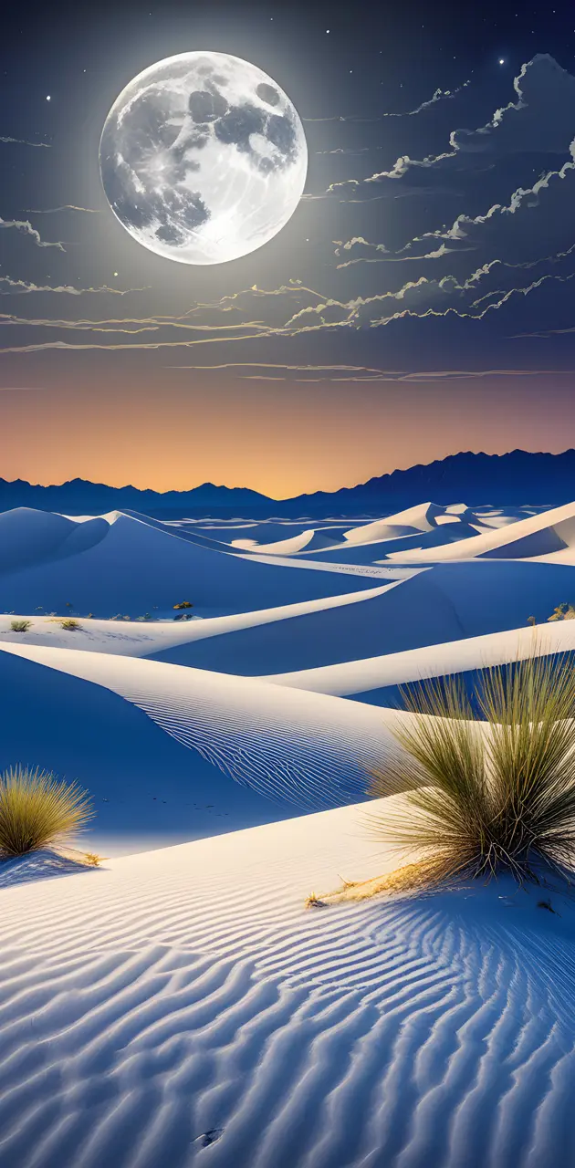 White Sands on a Full Moon Night