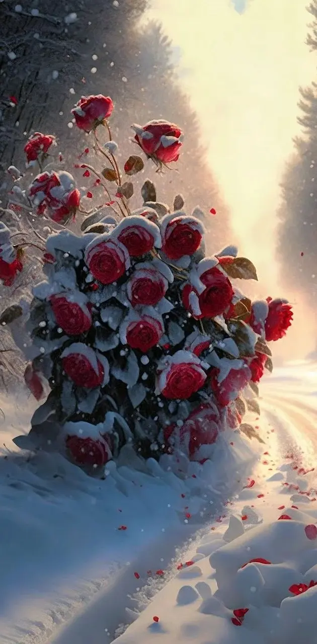 Beautiful snow roses