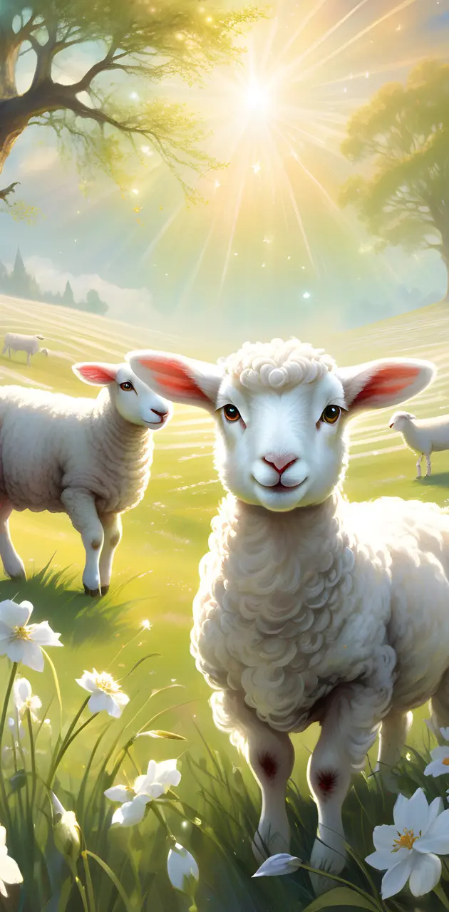 Easter Lamb in a Field