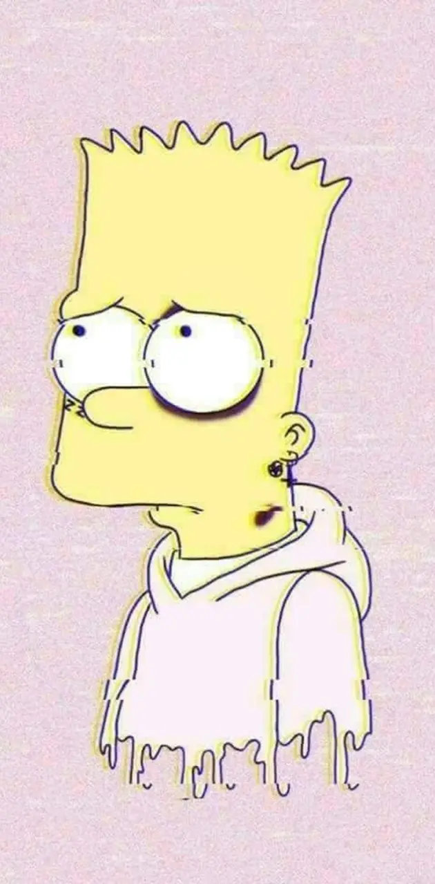Bart Sad, alone, bart, friend, glitch, los simpsons, pink, sad