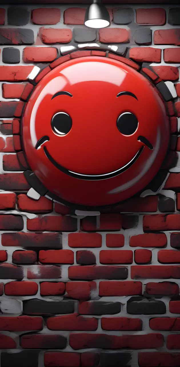 uhhhhhhh, red smiley face w red brick wall....