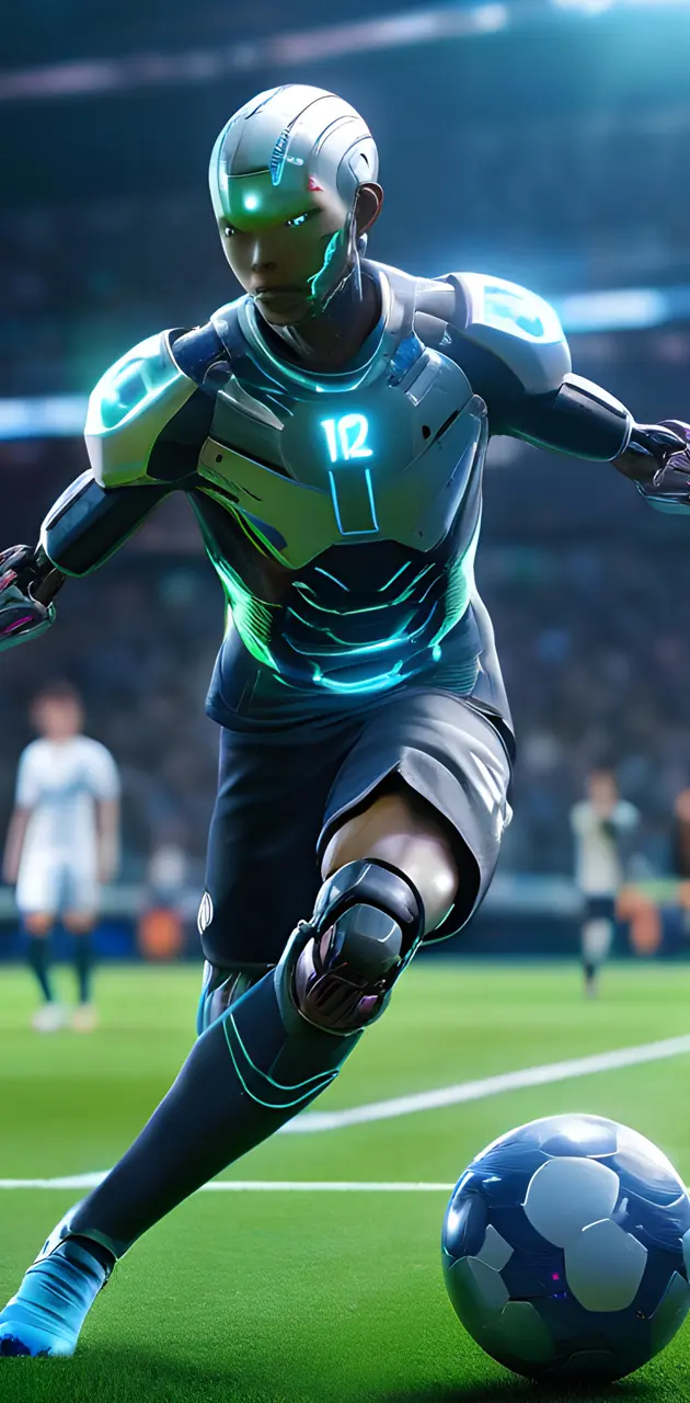 cyborg playing football