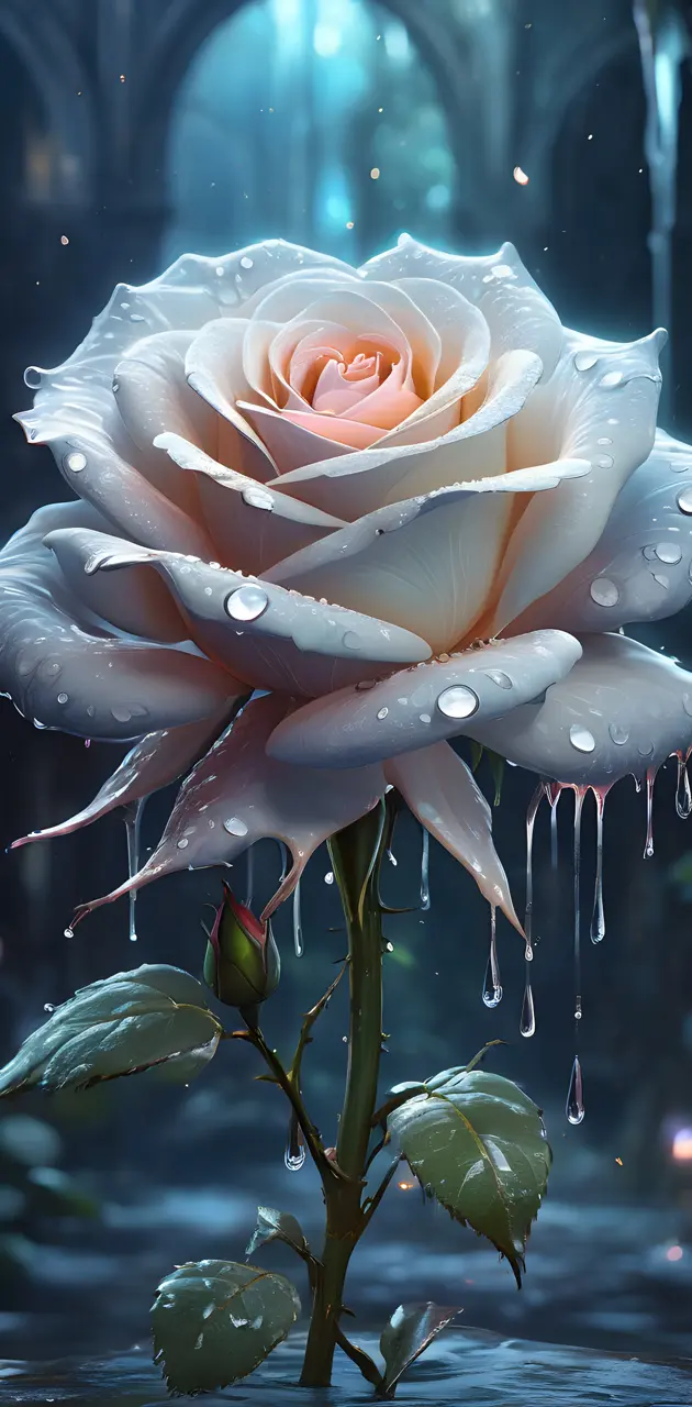 Dripping White Rose