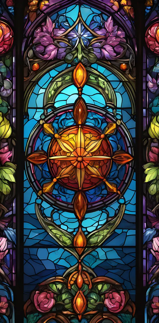 Unique Stained-Glass "SHIPS HELM"