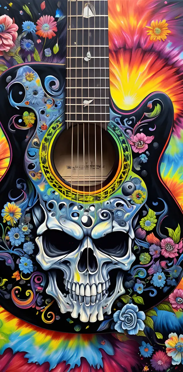 Floral Skull Guitar