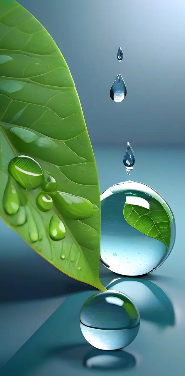 A water drop on leaves