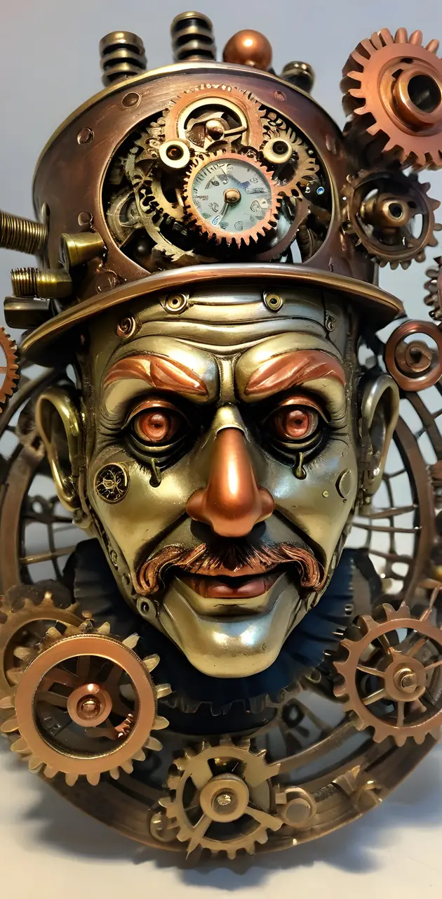a statue of a person with a helmet and a clock on the head