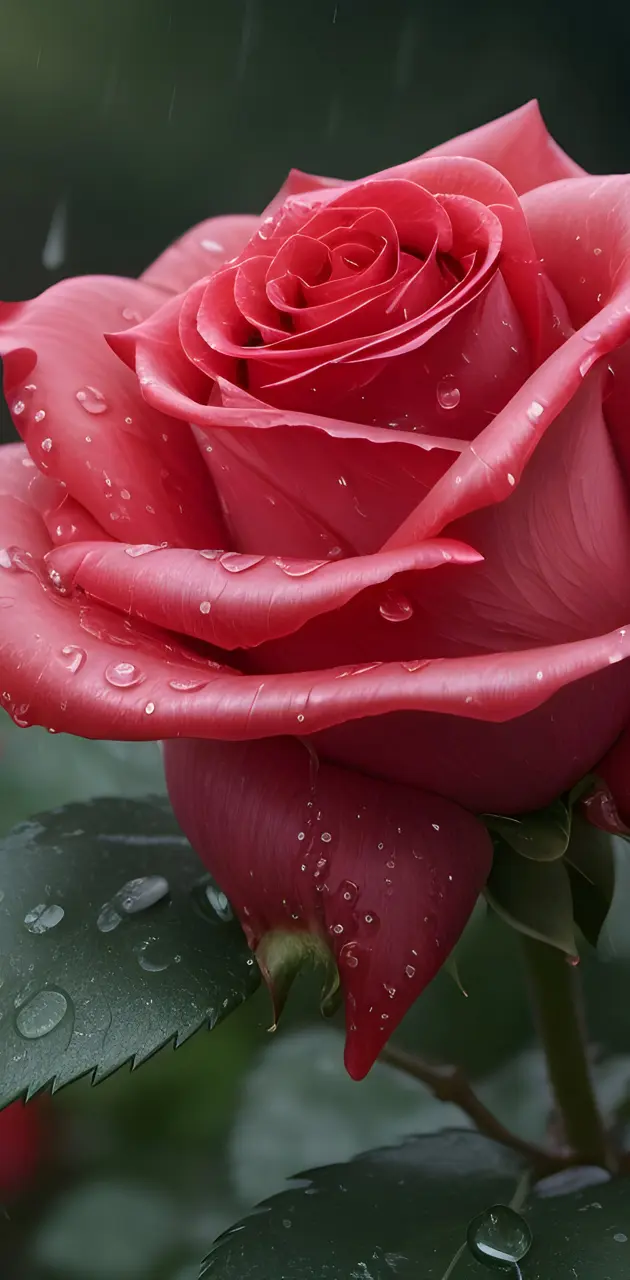 Rose flower and rain