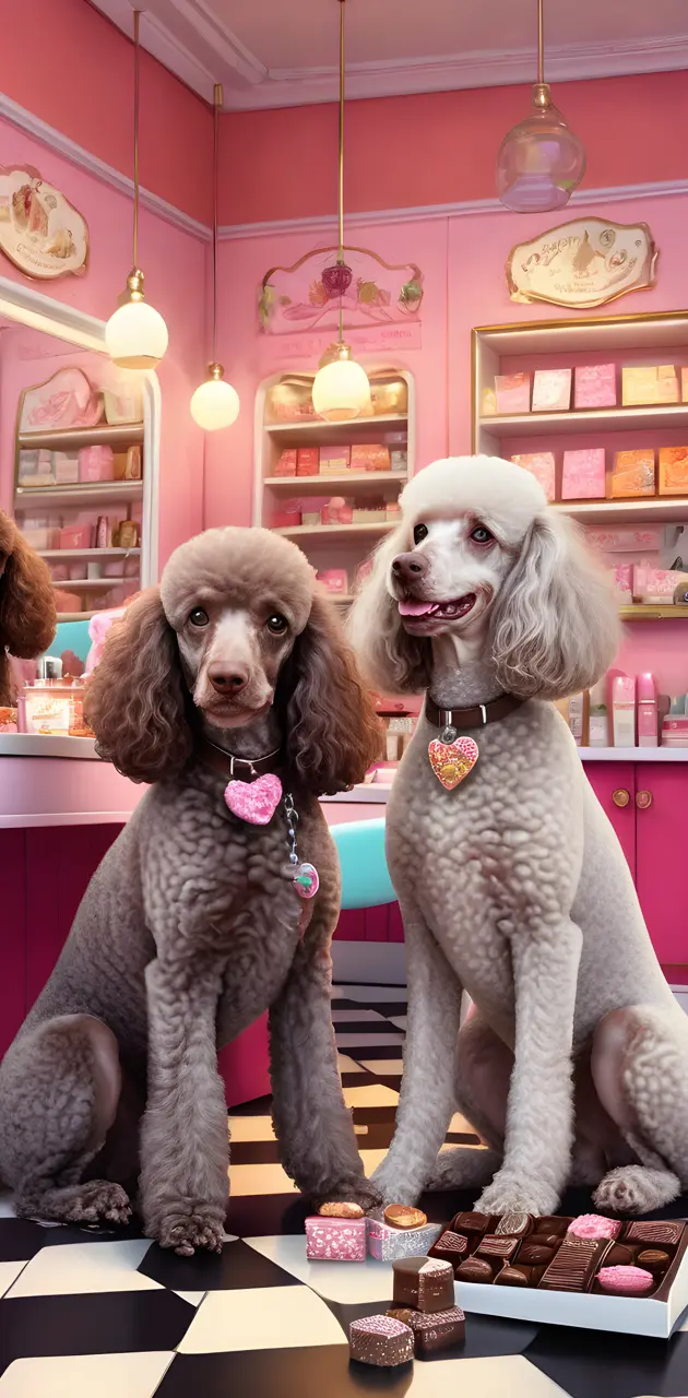 French Poodles in a beauty salon