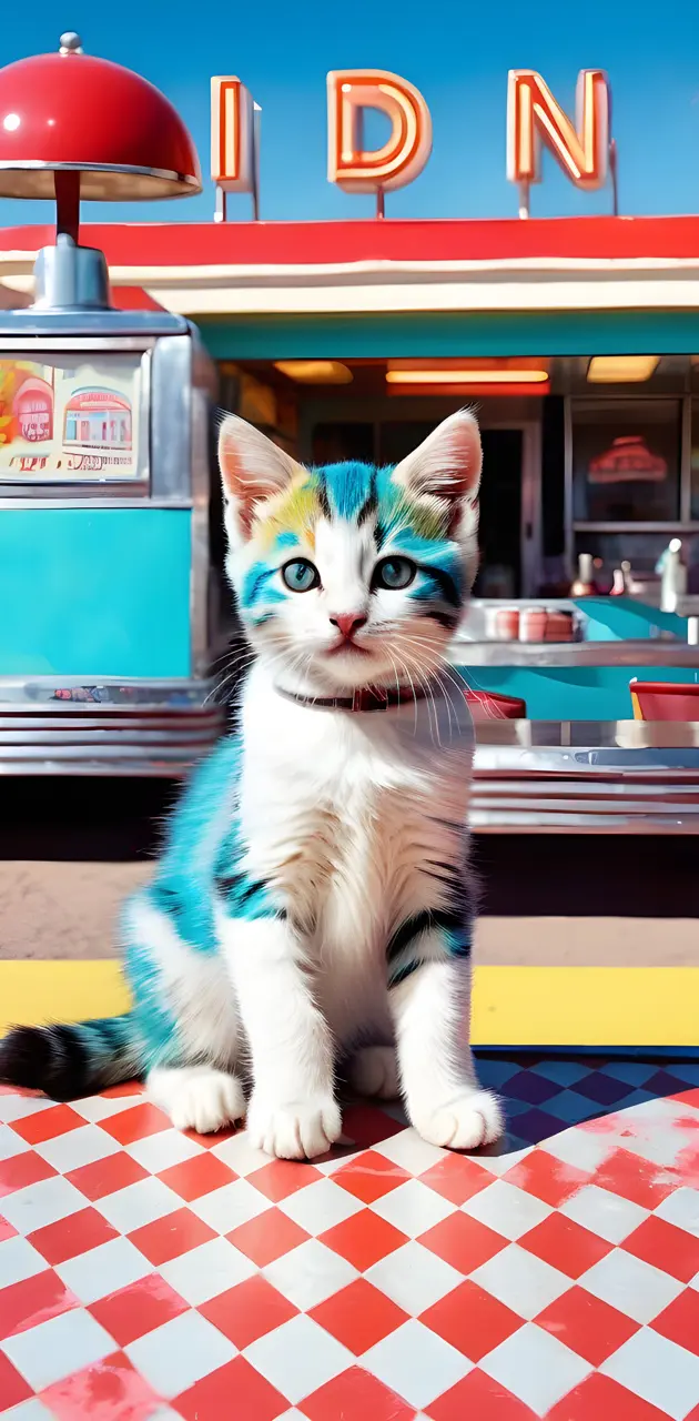 Kitten at a diner