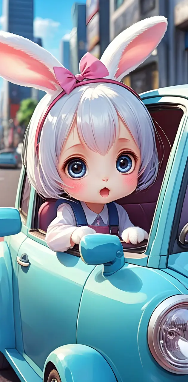 a doll in a car