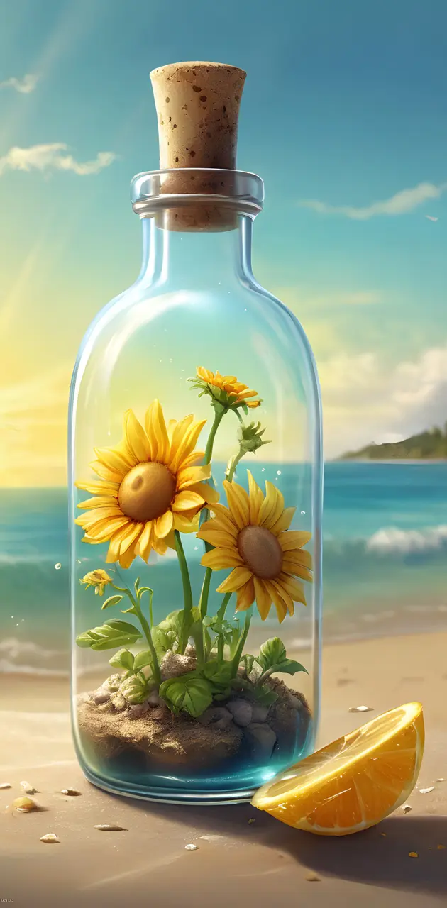 Bottled sunflowers